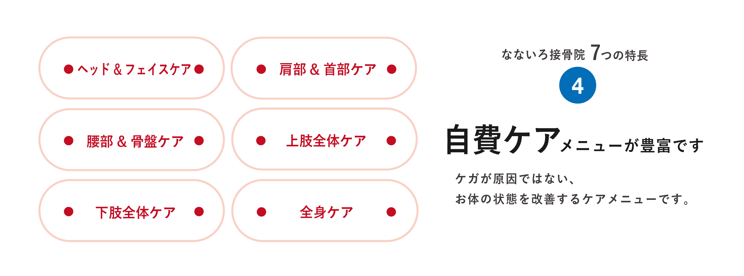 自費ケアメニューが豊富です